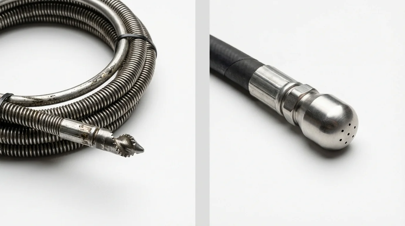 Drain snake cable and hydro jetting nozzle used for drain cleaning in Macedonia, OH