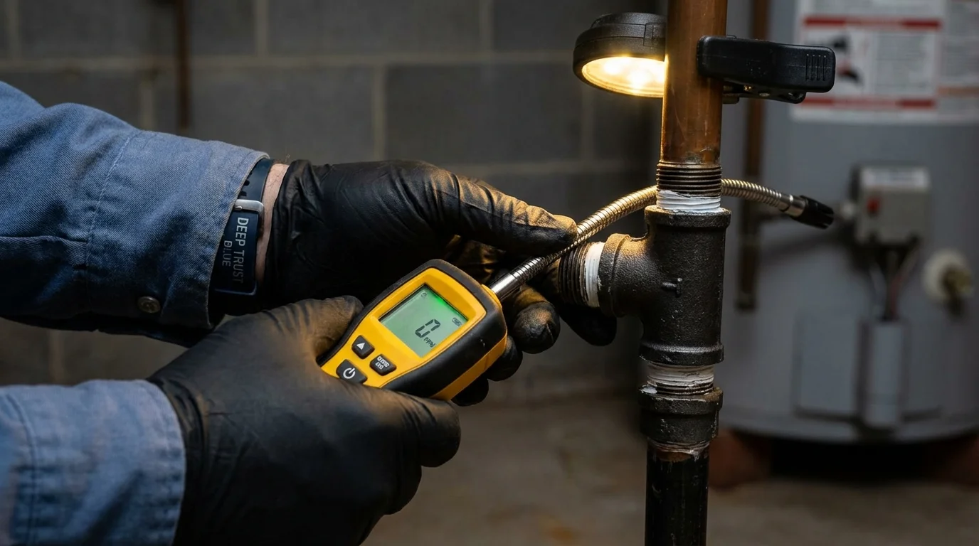 Gas leak detection with electronic sniffer by Johns Plumbing LLC in Macedonia