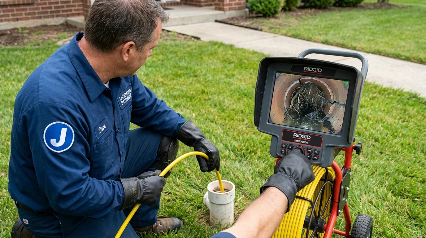 Sewer camera inspection being performed by Johns Plumbing LLC in Macedonia