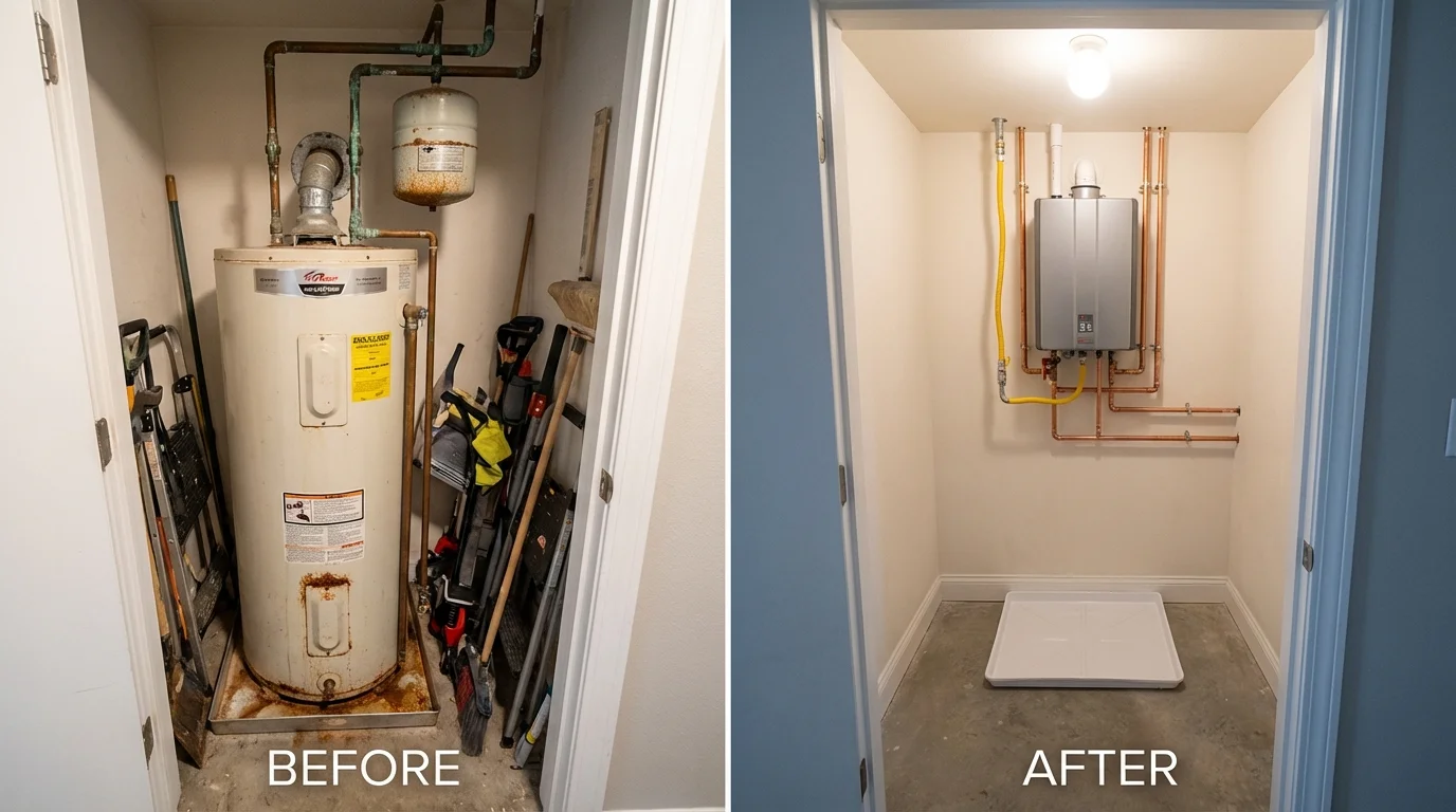Tank water heater versus wall-mounted tankless unit comparison for Macedonia, OH homeowners