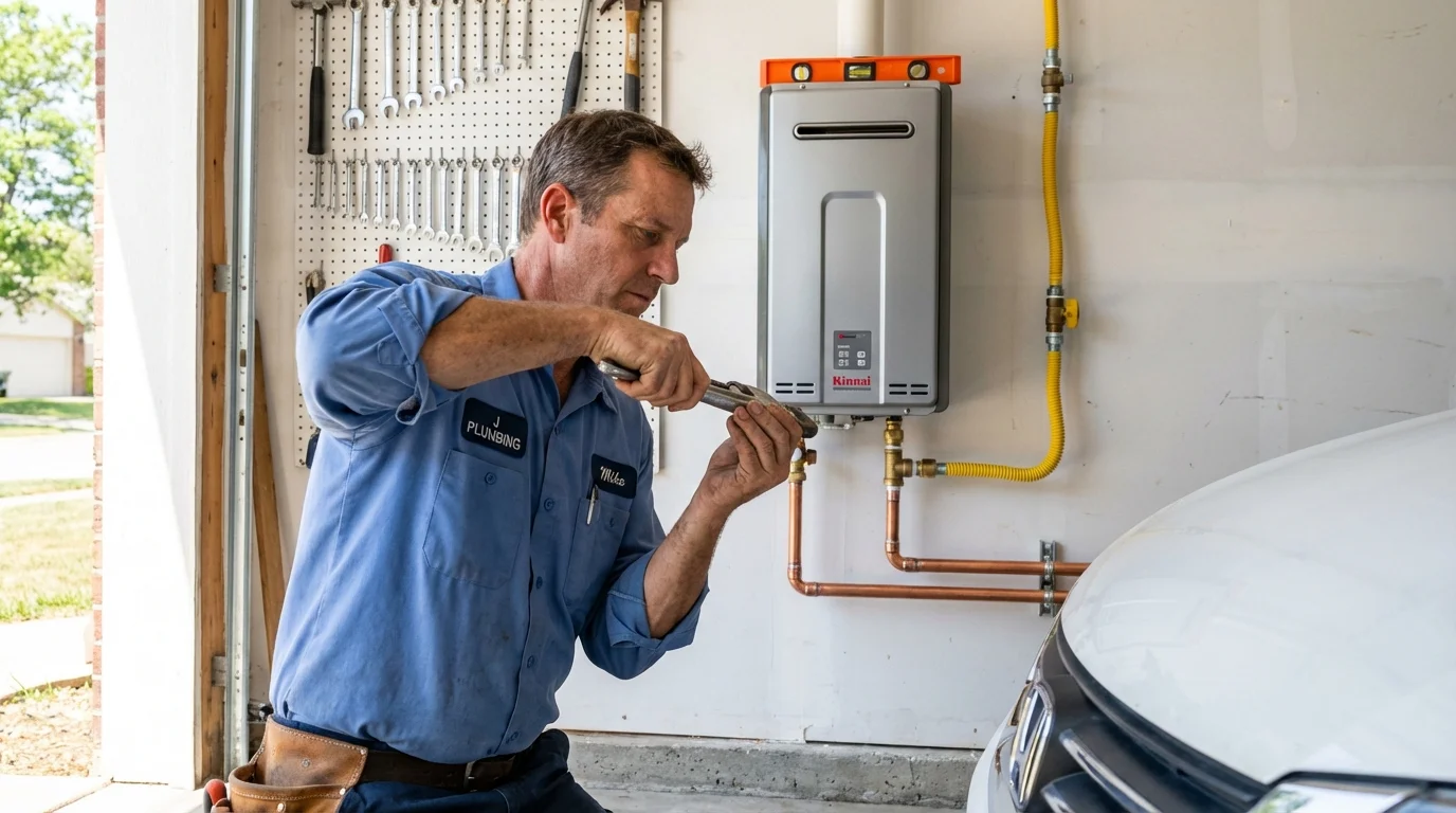 Tankless water heater installation by a Johns Plumbing LLC plumber in Macedonia